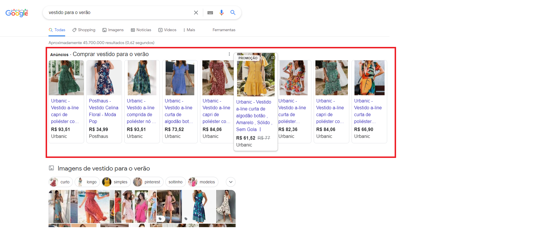 Exemplo Google Shopping